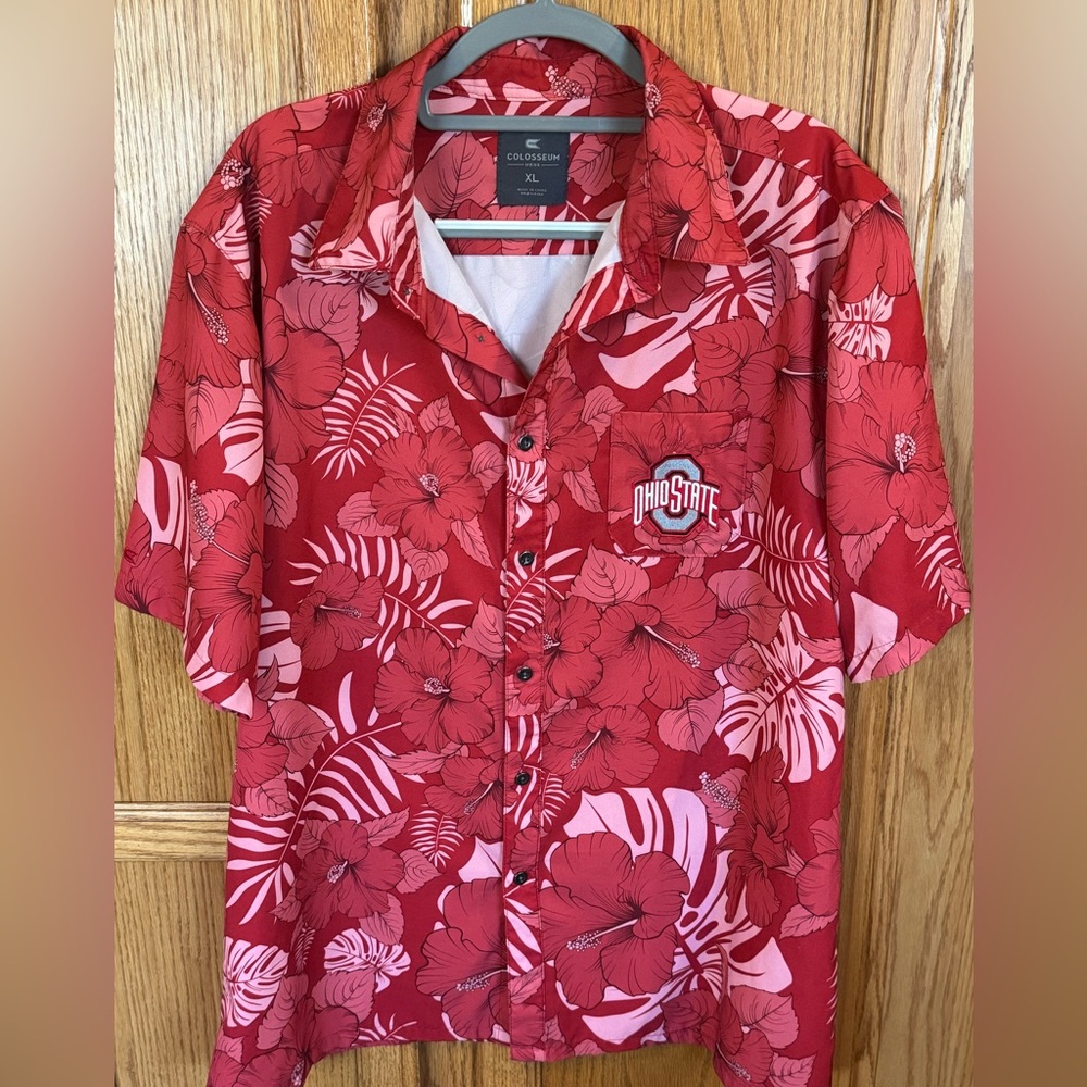 Ohio State Buckeyes Hawaiian Floral Shirt XL Colosseum